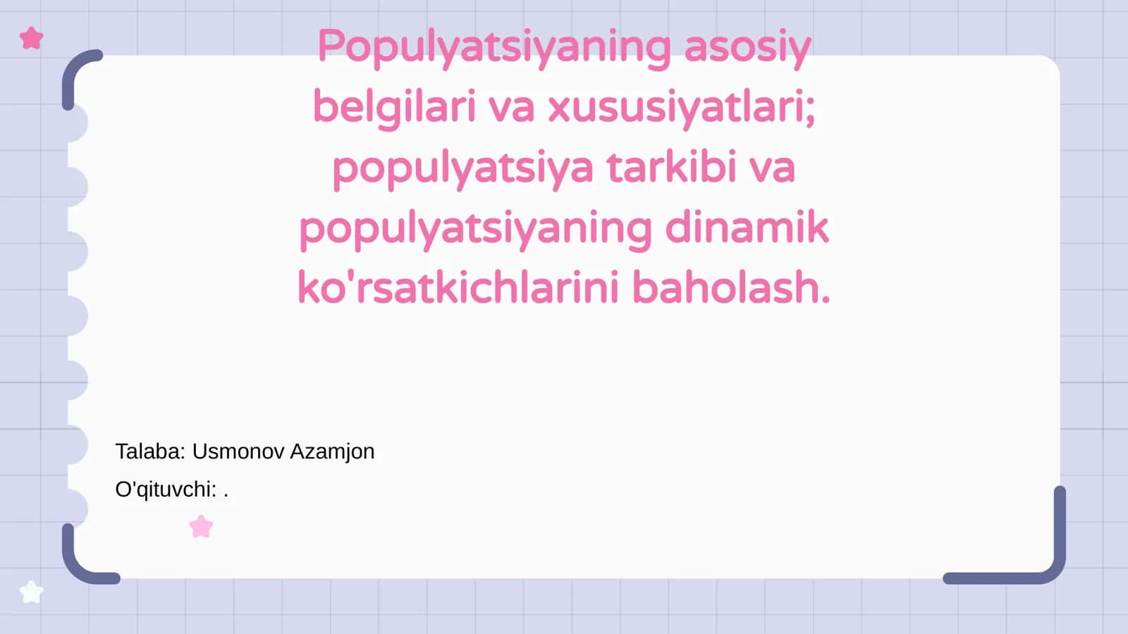 Populyatsiyaning asosiy belgilari va xususiyatlari 1