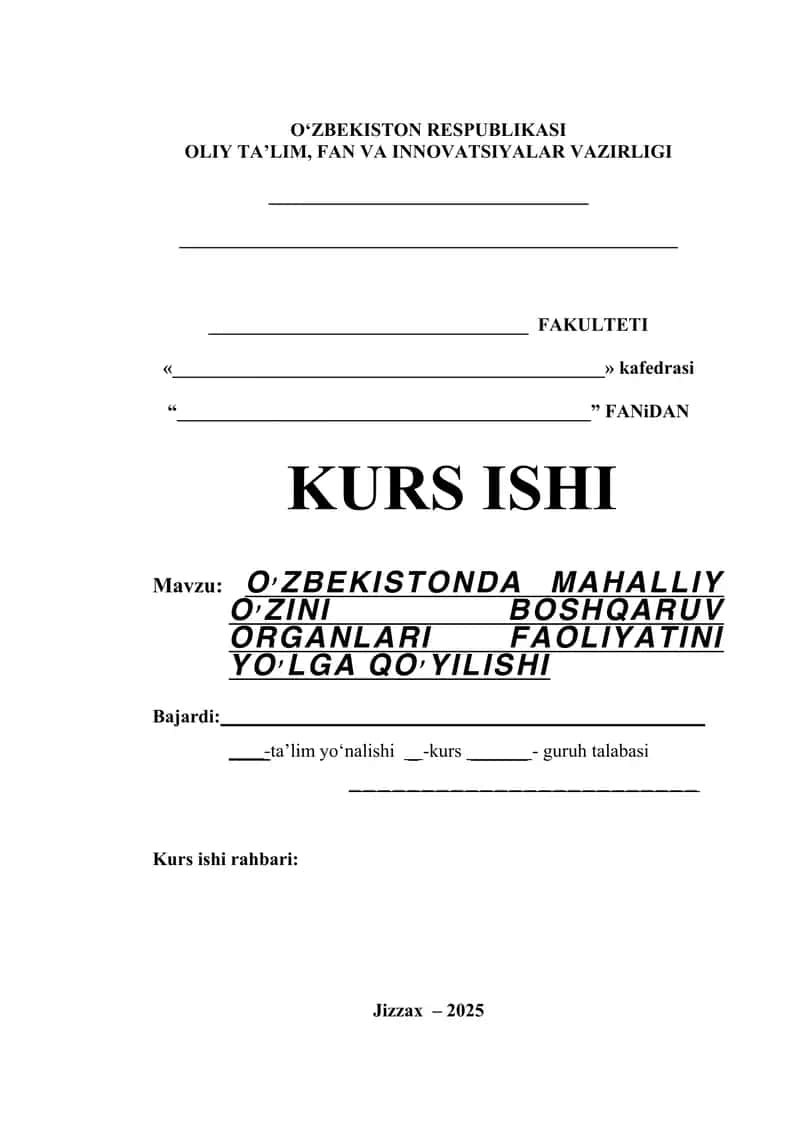 O'ZBEKISTONDA MAHALLIY O'ZINI BOSHQARUV ORGANLARI FAOLIYATINI YO'LGA QO’YILISHI 1