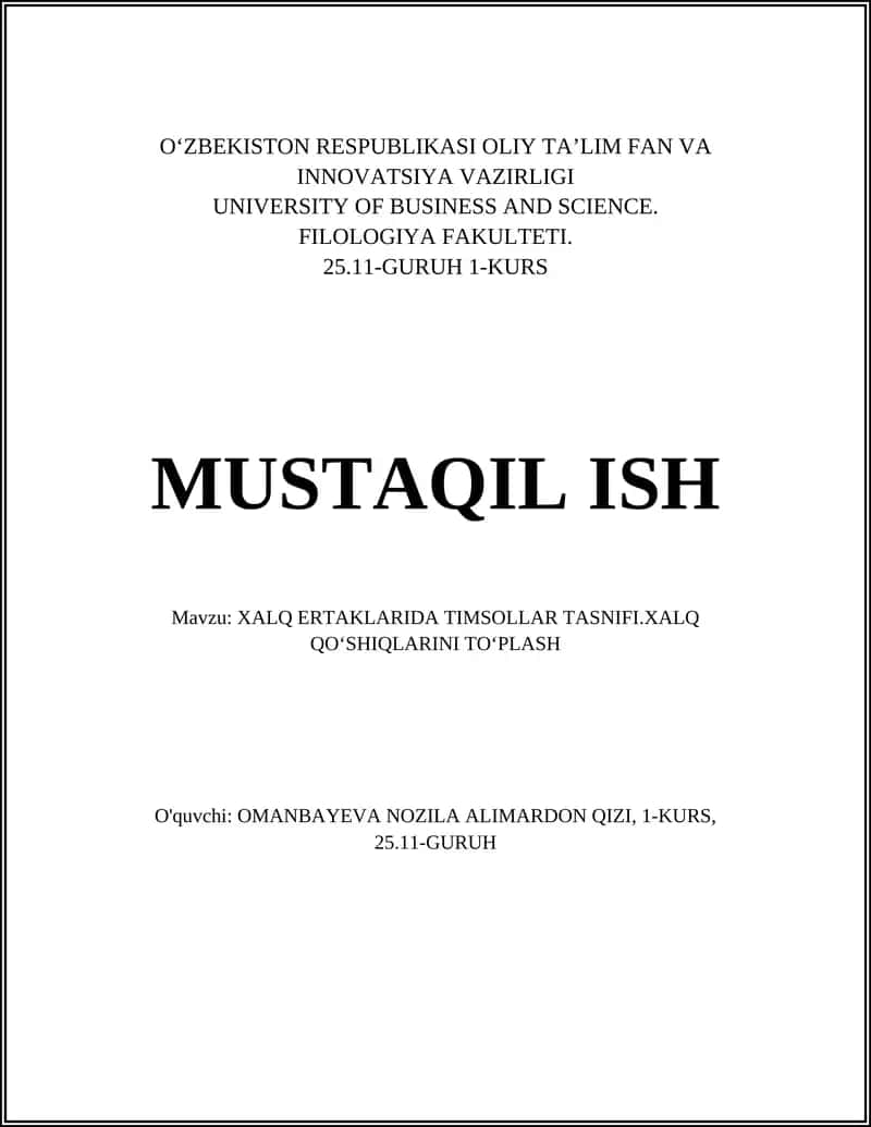 XALQ ERTAKLARIDA TIMSOLLAR TASNIFI.XALQ QOʻSHIQLARINI TOʻPLASH 1