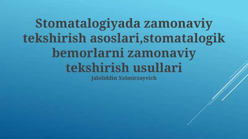 Zamonaviy Tasvirlash Texnologiyalari Stomatologiyada 1