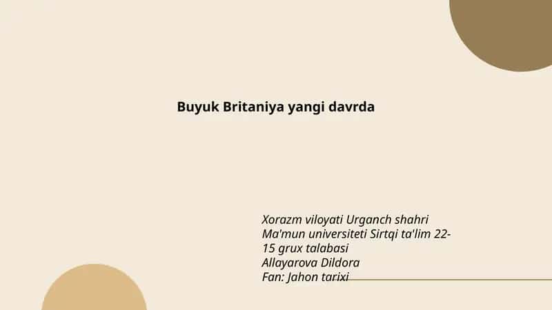 Buyuk Britaniya yangi davrda 1