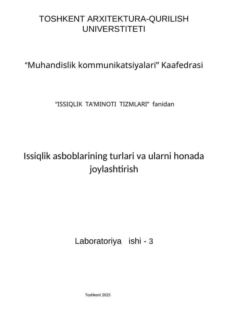 Issiqlik asboblarining turlari va ularni honada joylashtirish 1
