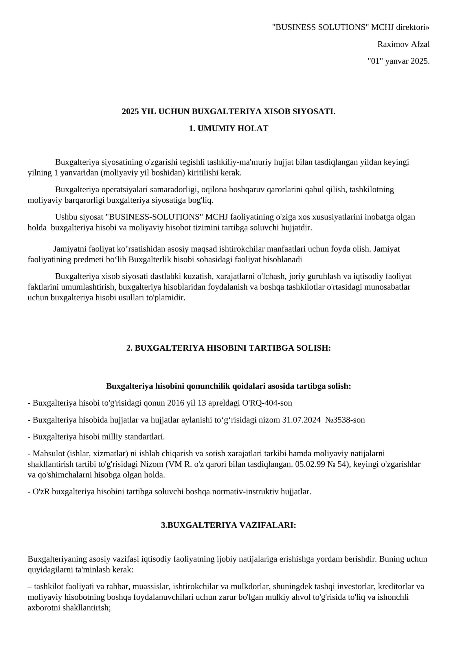 2025 YIL UCHUN BUXGALTERIYA XISOB SIYOSATI 1