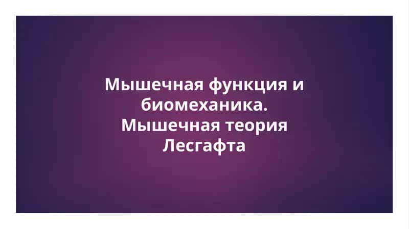 Мышечная функция и биомеханика. Мышечная теория Лесгафта 1
