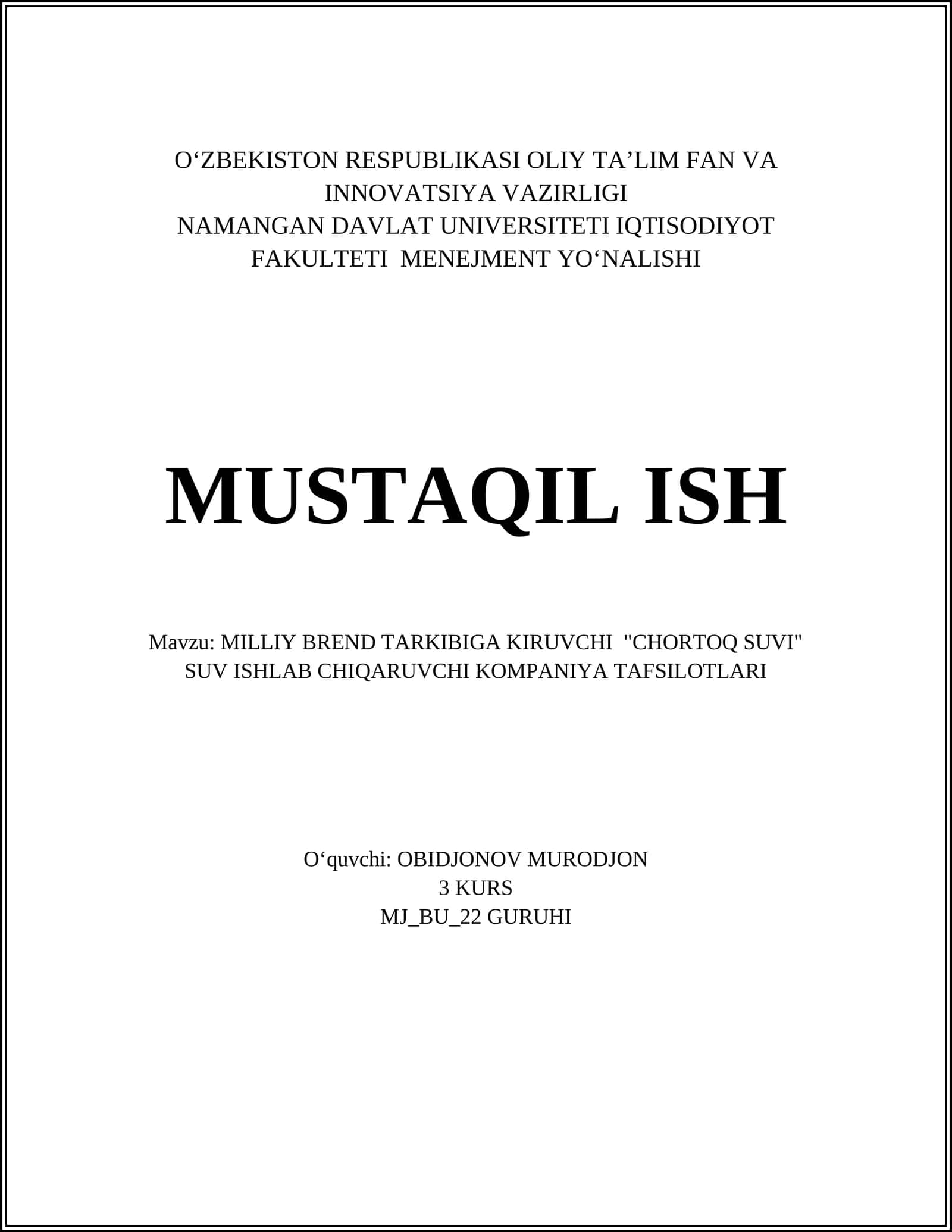 CHORTOQ SUVI KOMPANIYASI 1