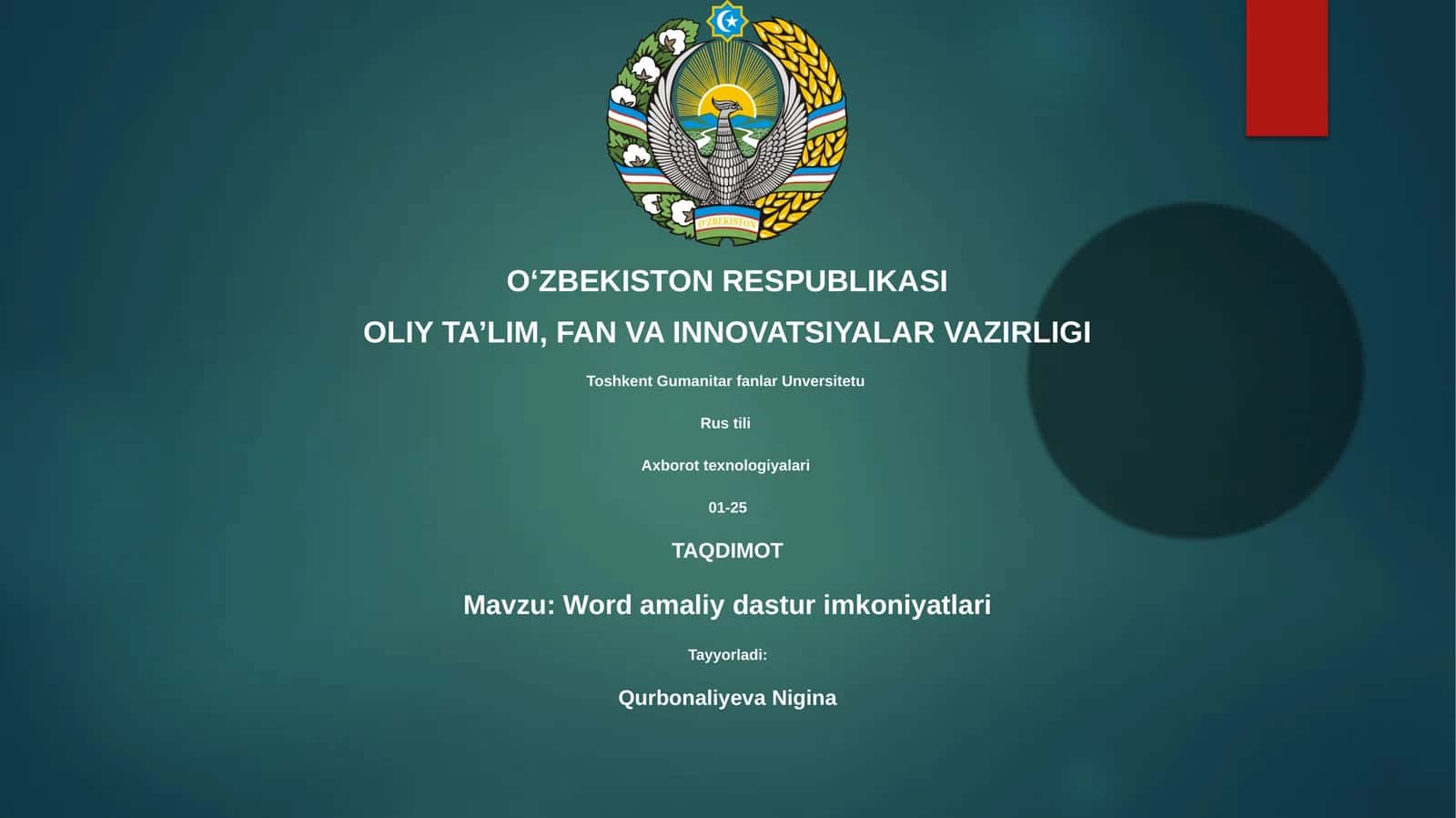 Word amaliy dastur imkoniyatlari 1