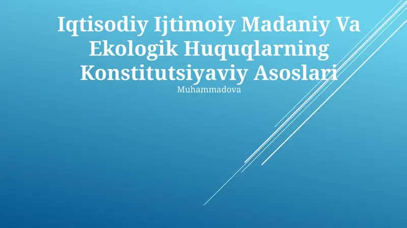 Iqtisodiy Ijtimoiy Madaniy Va Ekologik Huquqlarning Konstitutsiyaviy Asoslari 1