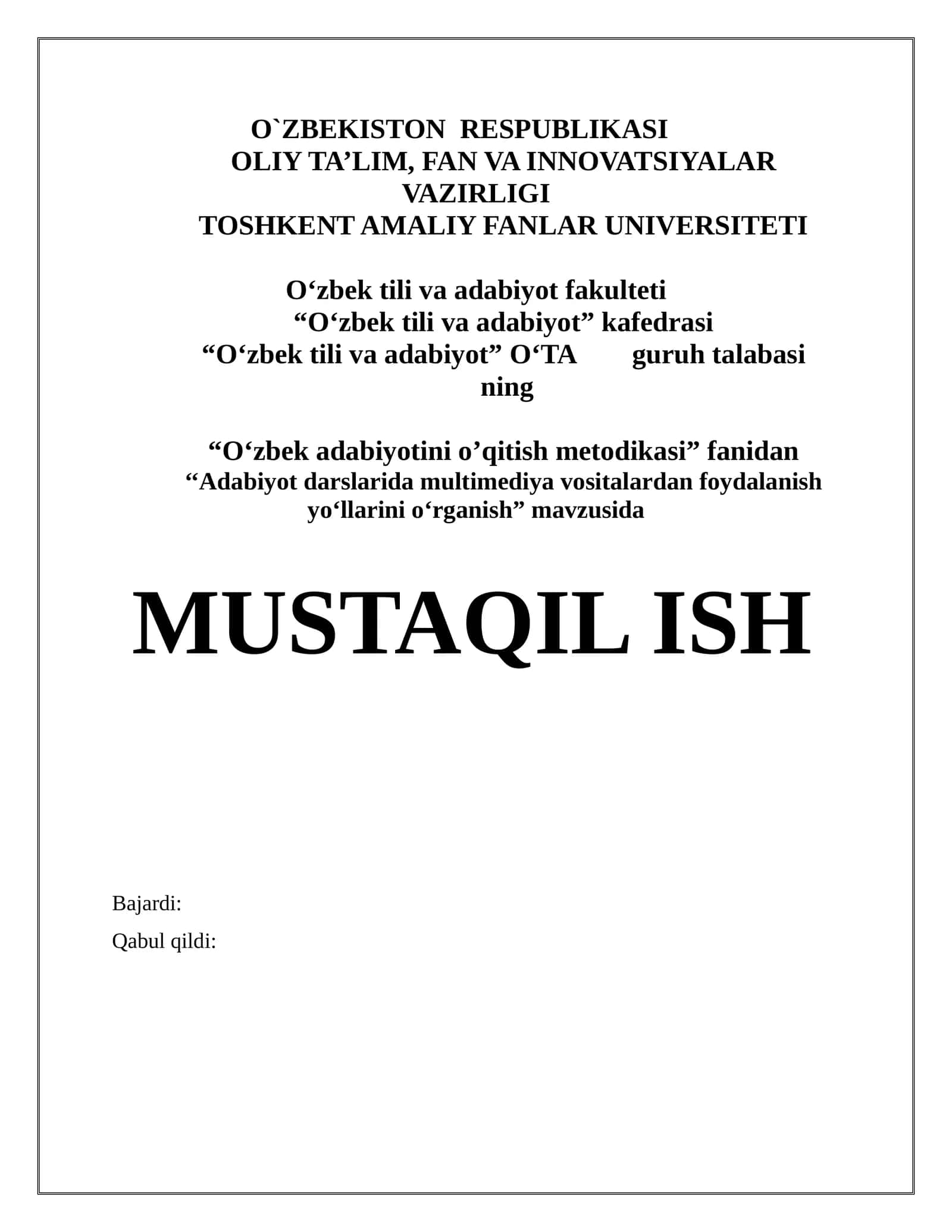 Adabiyot darslarida multimediya vositalardan foydalanish yo‘llarini o‘rganish 1