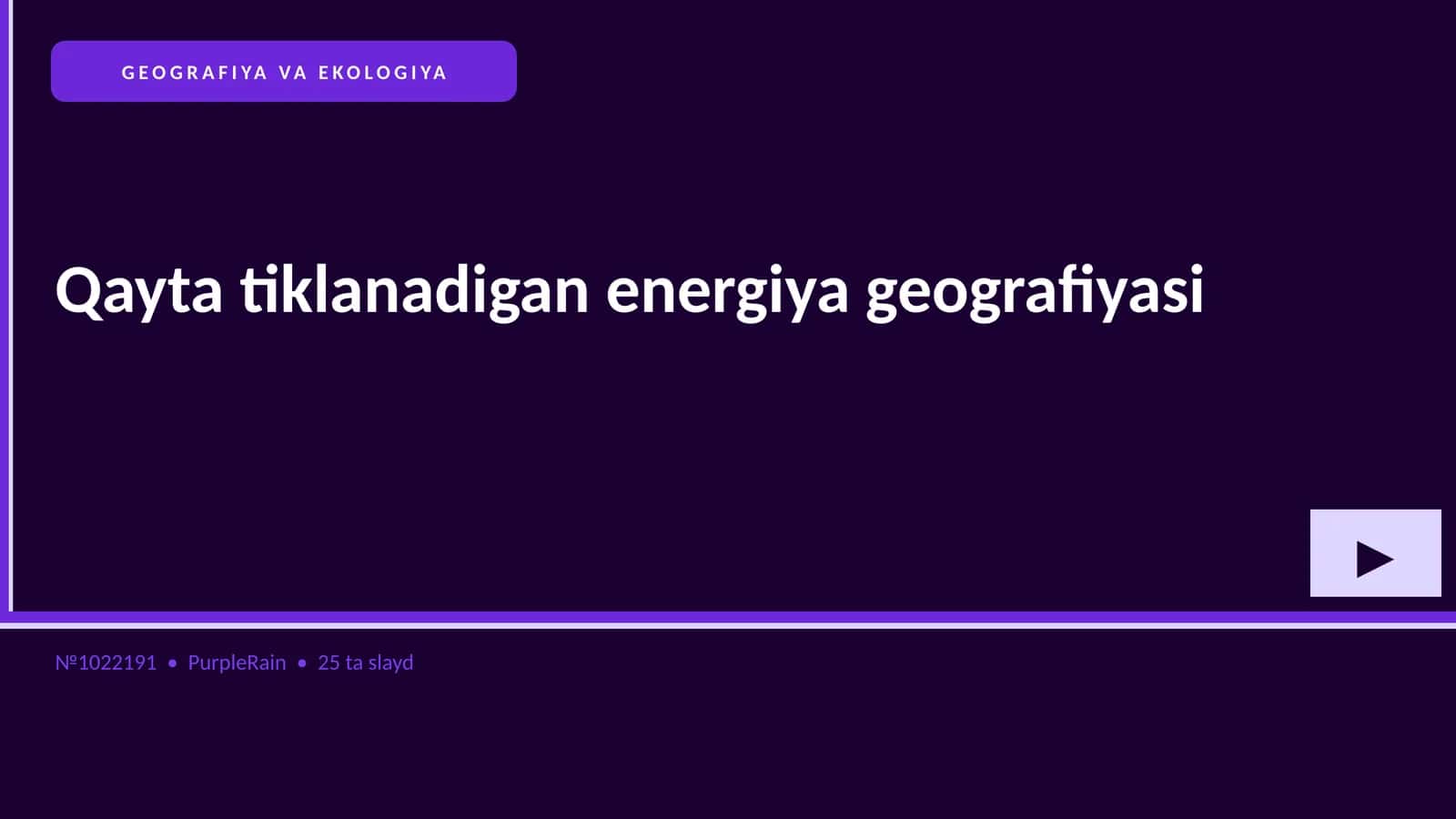 Qayta tiklanadigan energiya geografiyasi 1
