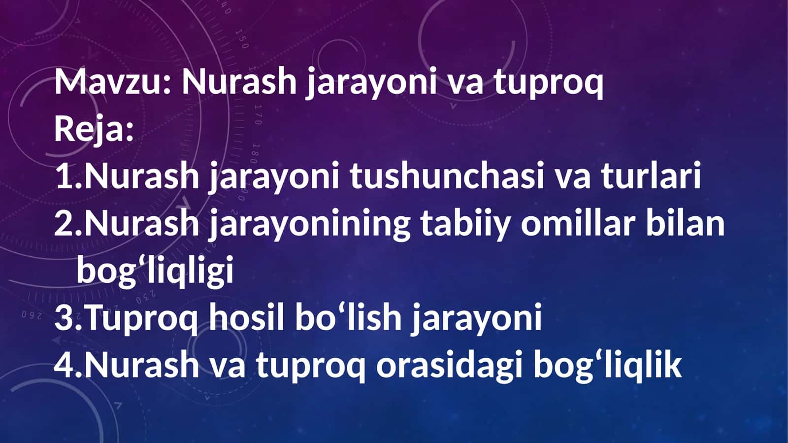 Nurash jarayoni va tuproq 1
