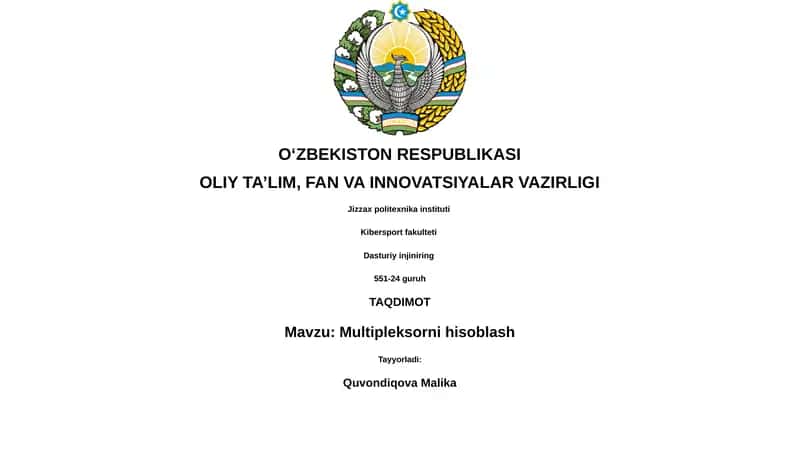 Multipleksorni hisoblash 1