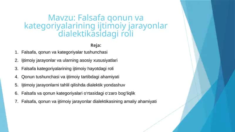 Falsafa qonun va kategoriyalarining ijtimoiy jarayonlar dialektikasidagi roli 1