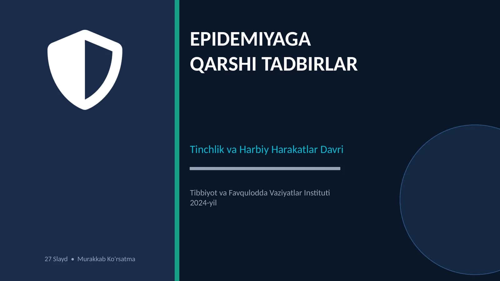 Tinchlik va harbiy xarakatlar davrida epidemiyaga qarshi tadbirlar. 1
