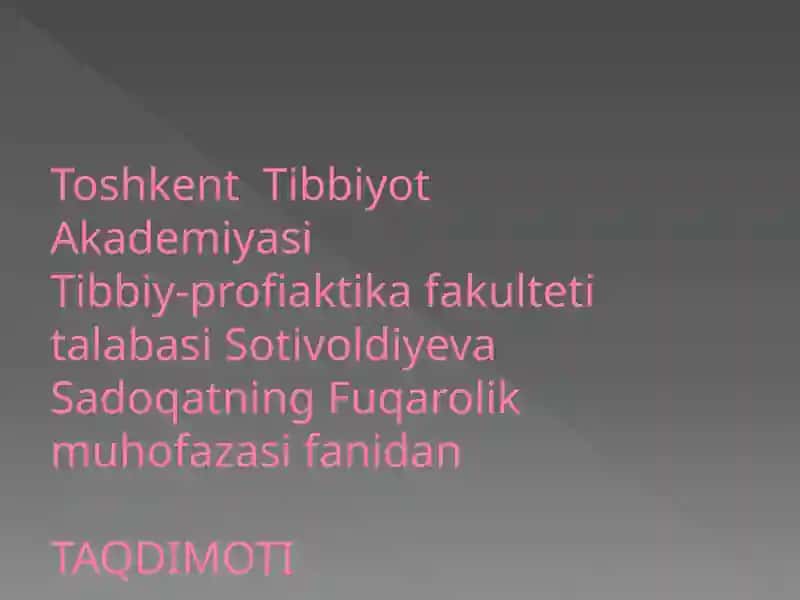 Shikastlanish o'chog'larida Dastlabki Shifokor Yordamini Tashkil Qilish