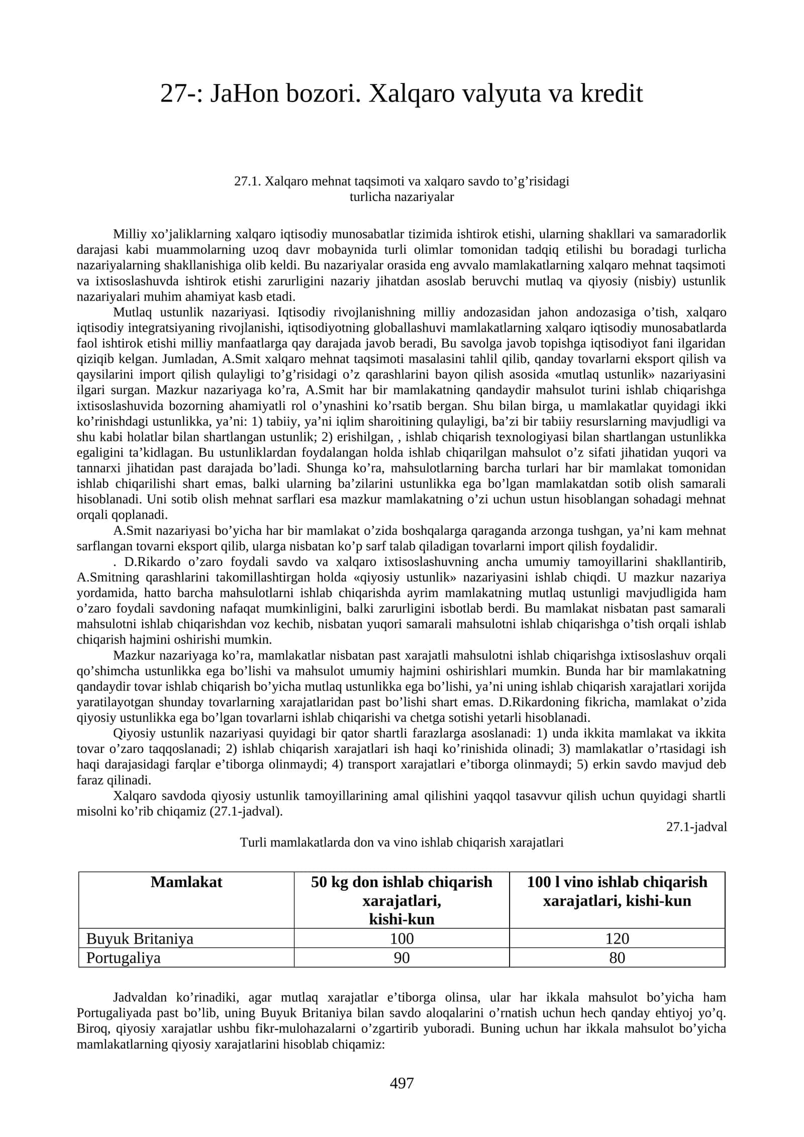 JaHon bozori. Xalqaro valyuta va krеdit 1