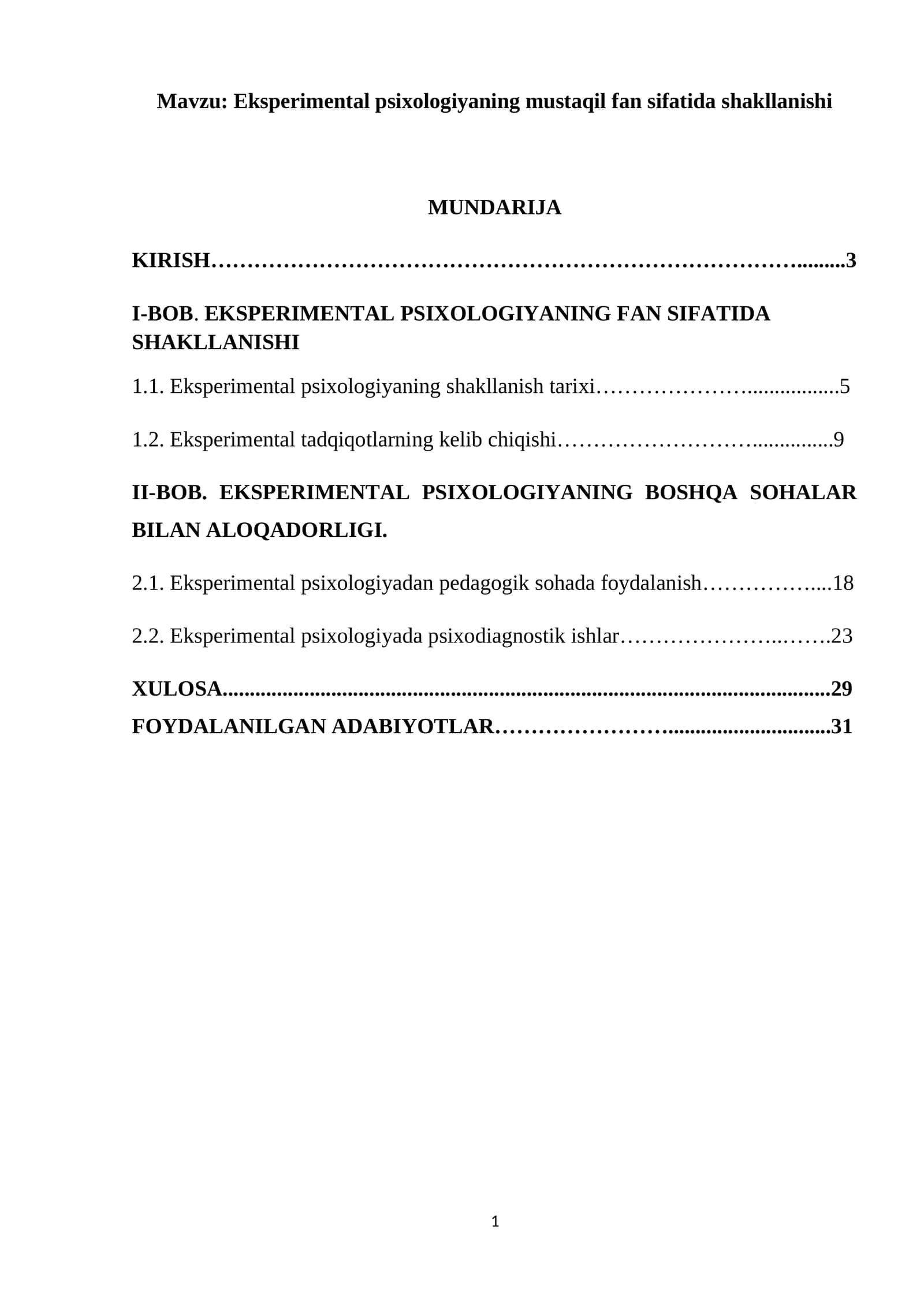 Eksperimental psixologiyaning mustaqil fan sifatida shakllanishi 1