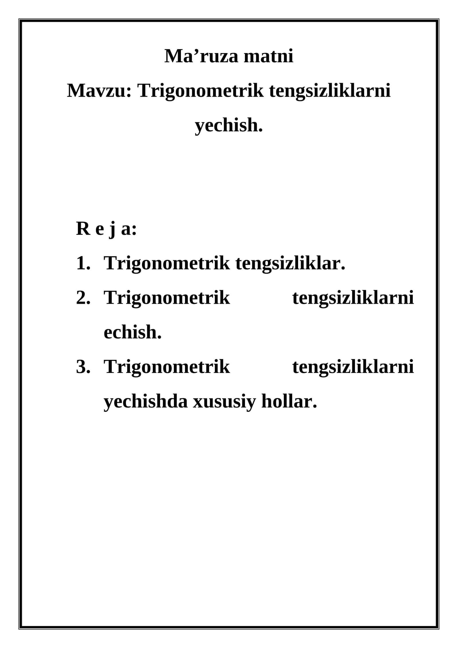 Trigonometrik tengsizliklarni yechish 1