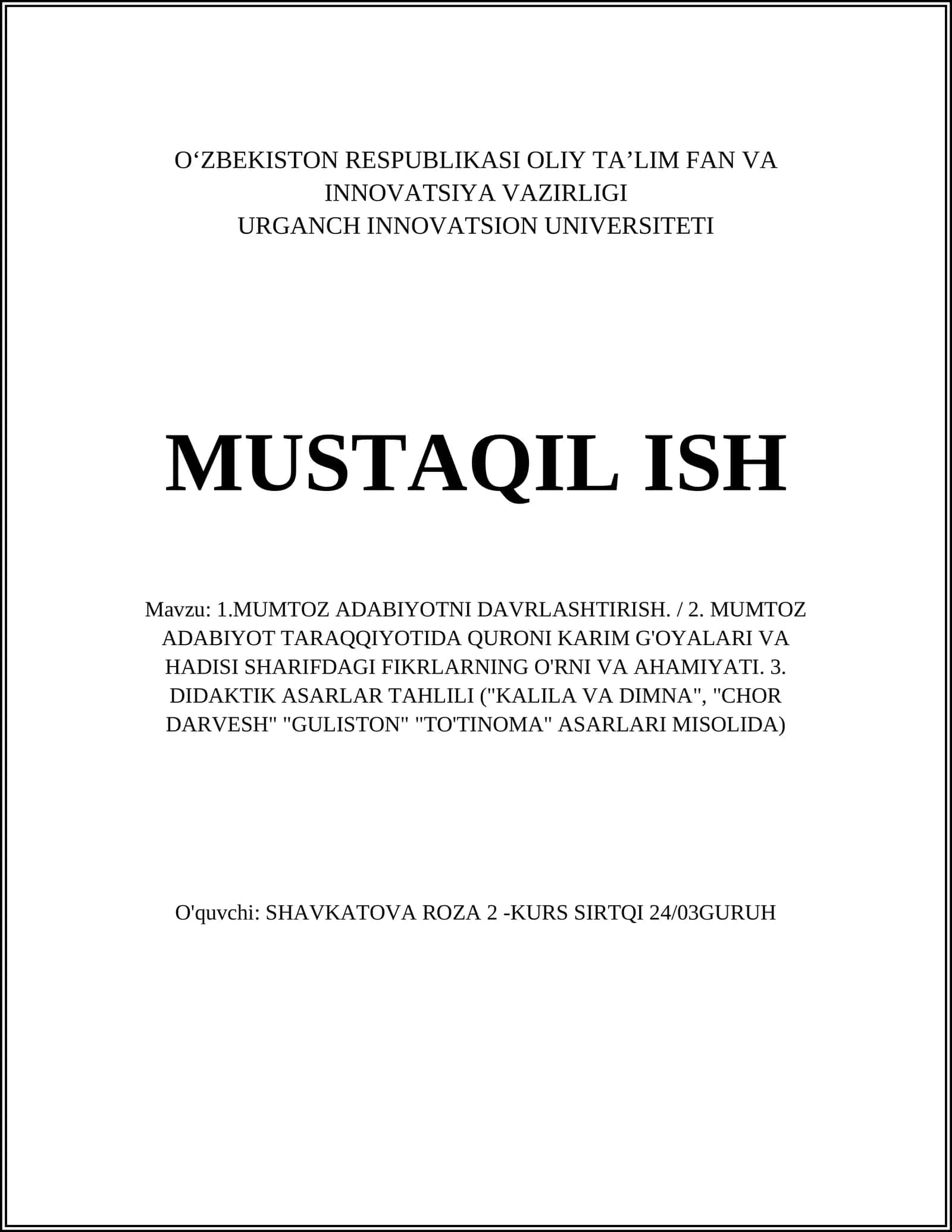 Mumtoz Adabiyotni Davrlashtirish 1