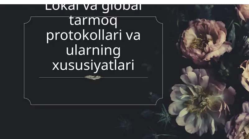Lokal va global tarmoq protokollari va ularning xususiyatlari 1