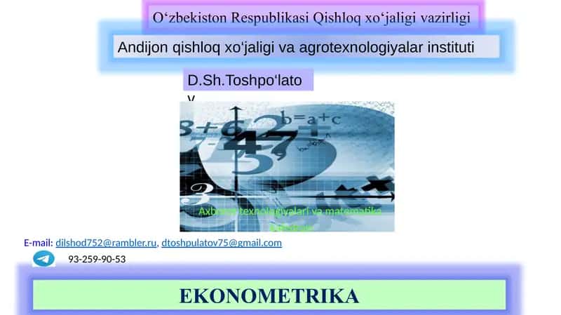 Dinamik ekonometrik modellar 1