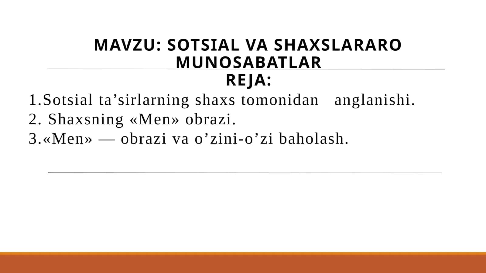 SOTSIAL VA SHAXSLARARO MUNOSABATLAR 1
