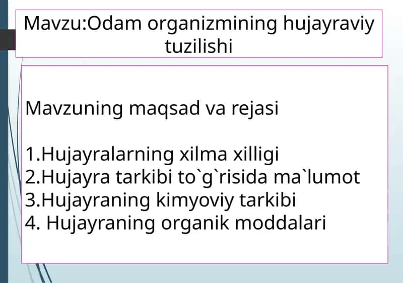 Odam organizmining hujayraviy tuzilishi 1