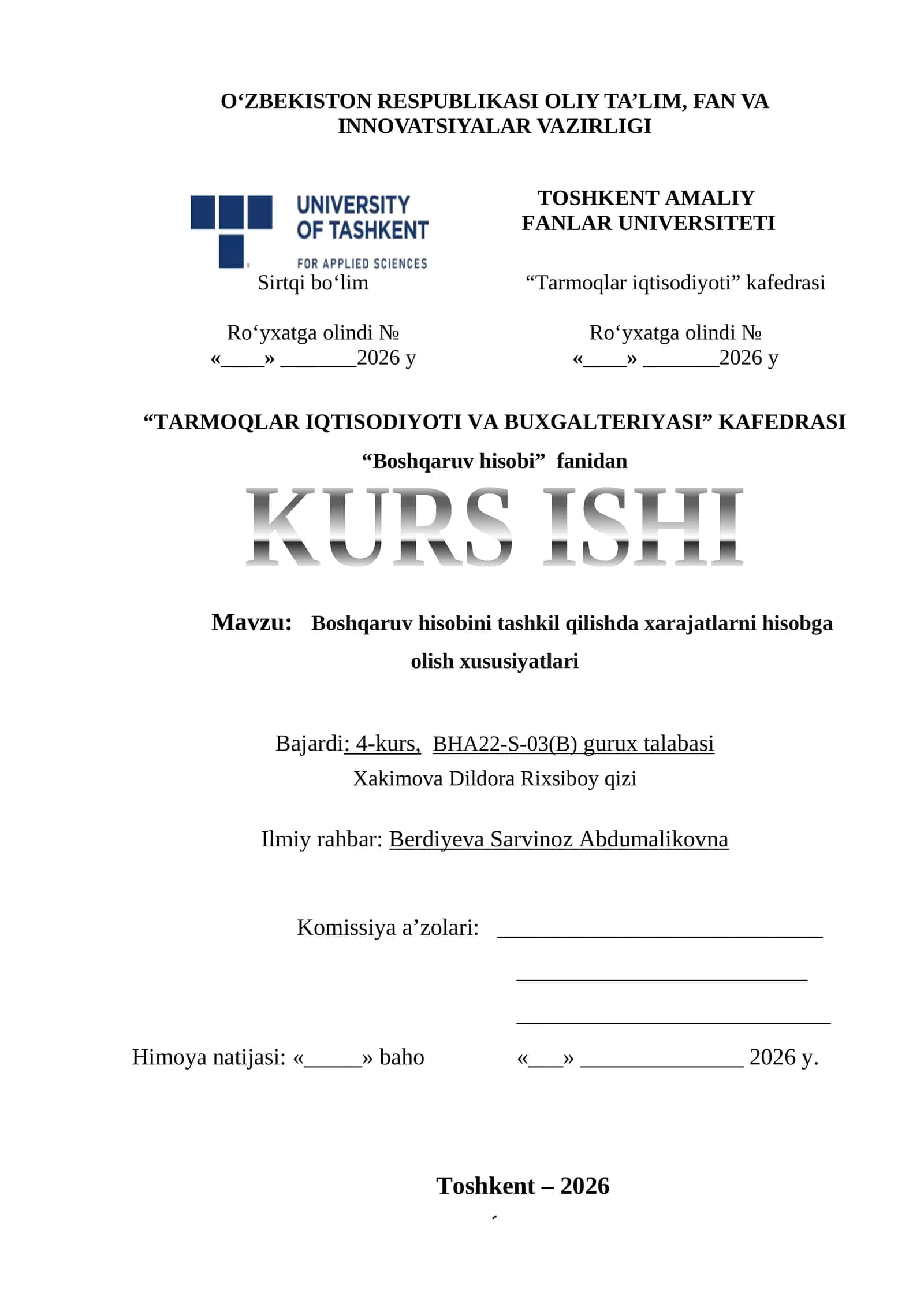 Boshqaruv hisobini tashkil qilishda xarajatlarni hisobga olish xususiyatlari 1