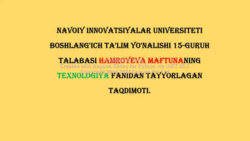 Texnologiya darslarida interaktiv metodlardan foydalanish 1