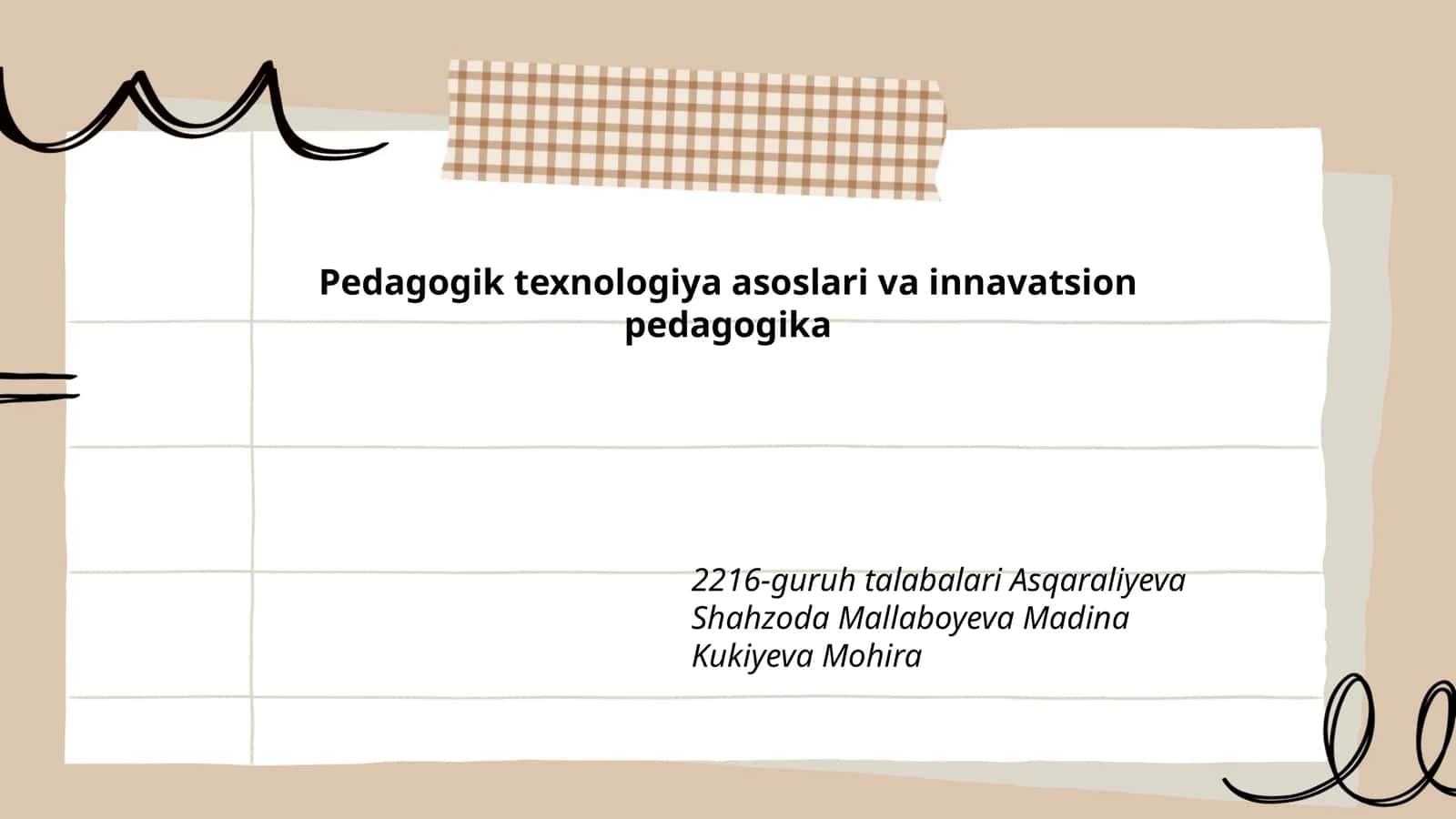 Pedagogik texnologiya asoslari va innavatsion pedagogika 1