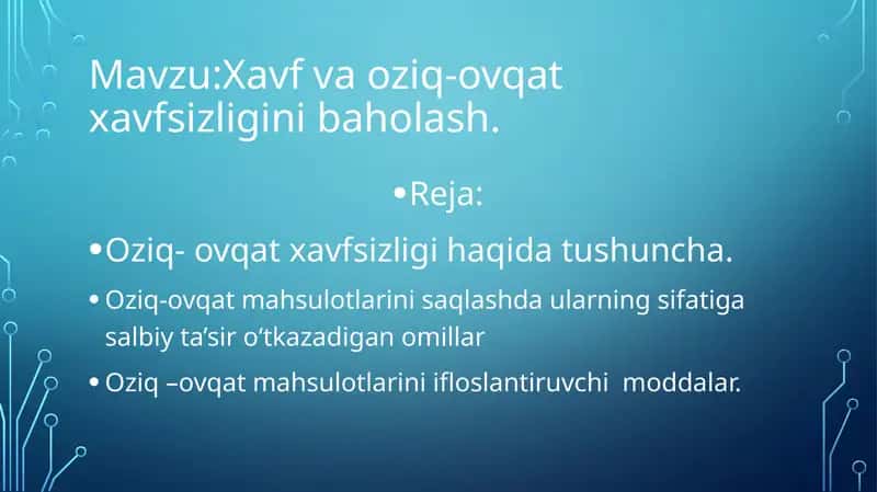 OZIQ OVQAT TEXNOLOGIYASI 1