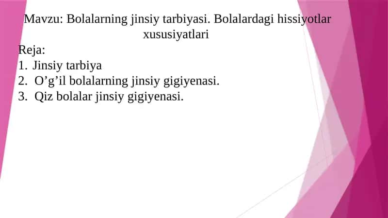 Bolalarning jinsiy tarbiyasi 1