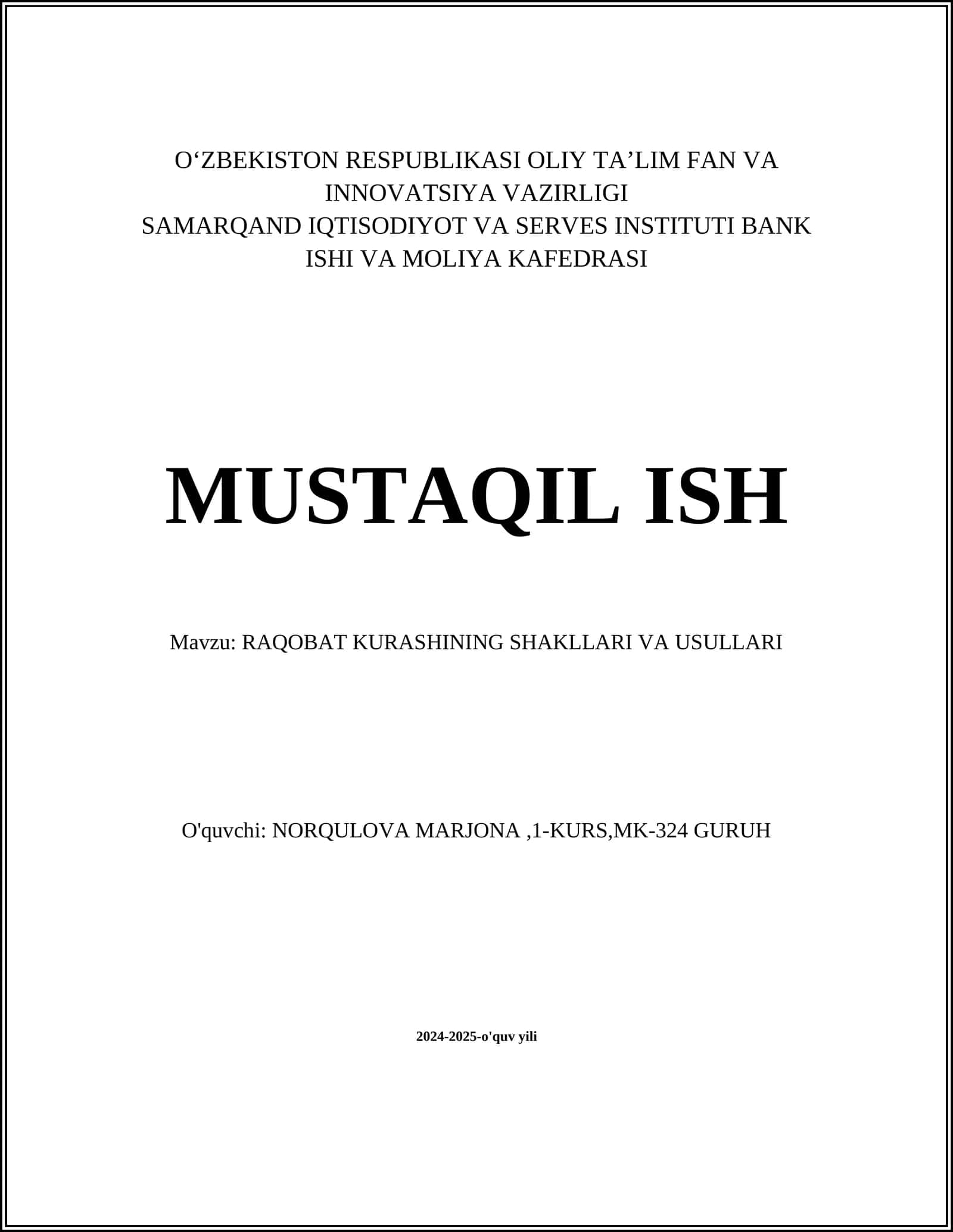 RAQOBAT KURASHINING SHAKLLARI VA USULLARI 1