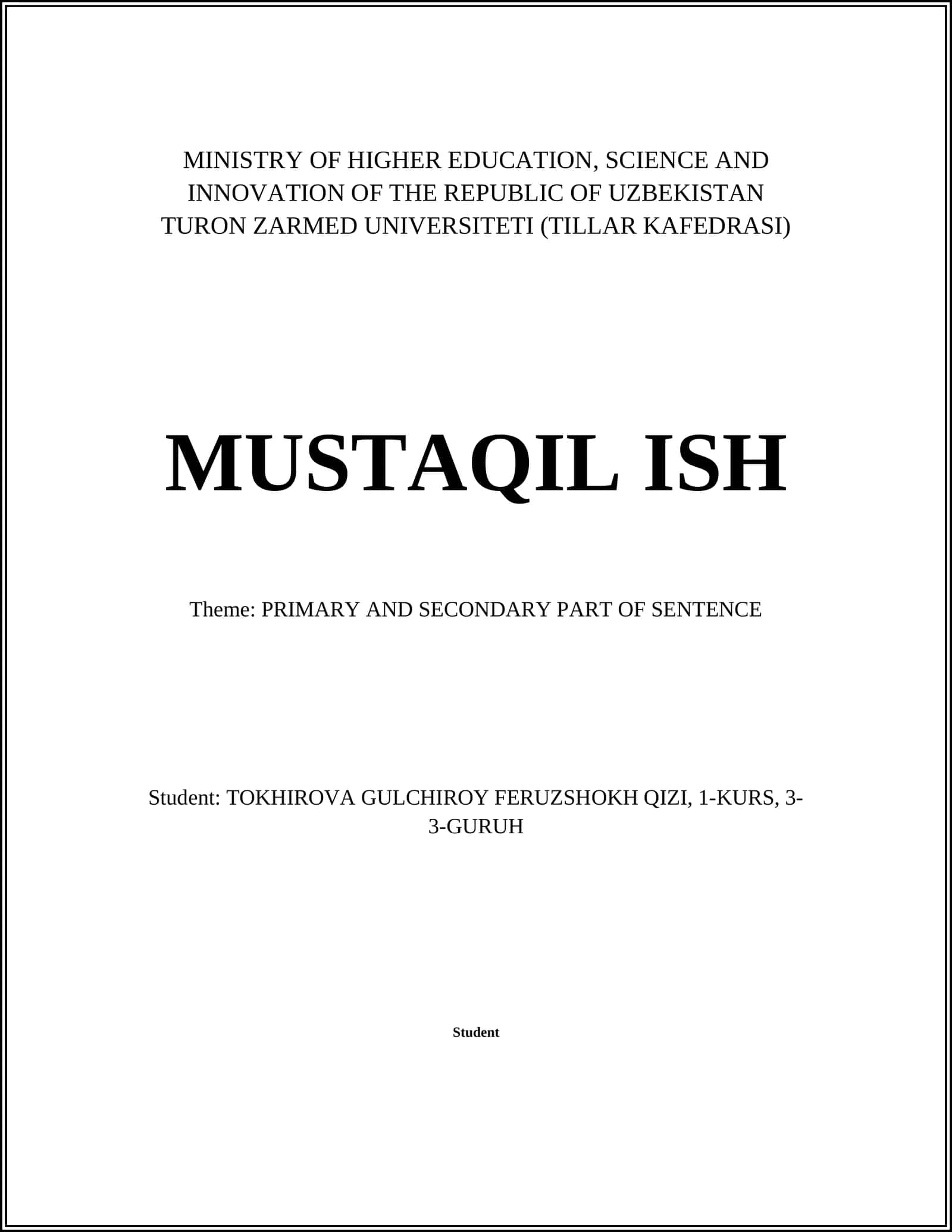 TURON ZARMED UNIVERSITETI (TILLAR KAFEDRASI) 1