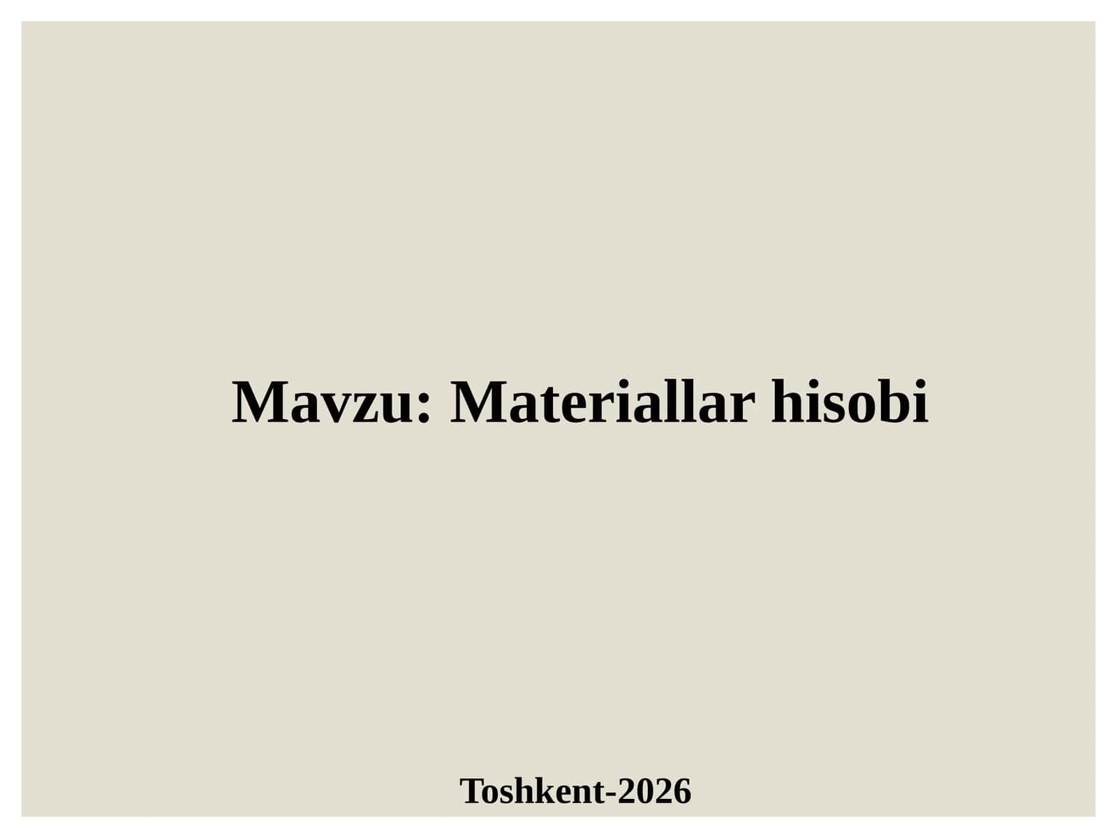 Materiallarhisobi 1