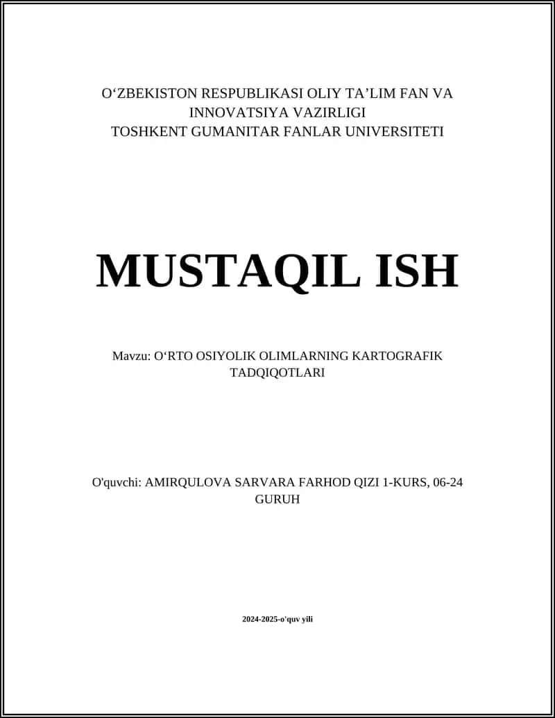 OʻRTO OSIYOLIK OLIMLARNING KARTOGRAFIK TADQIQOTLARI 1