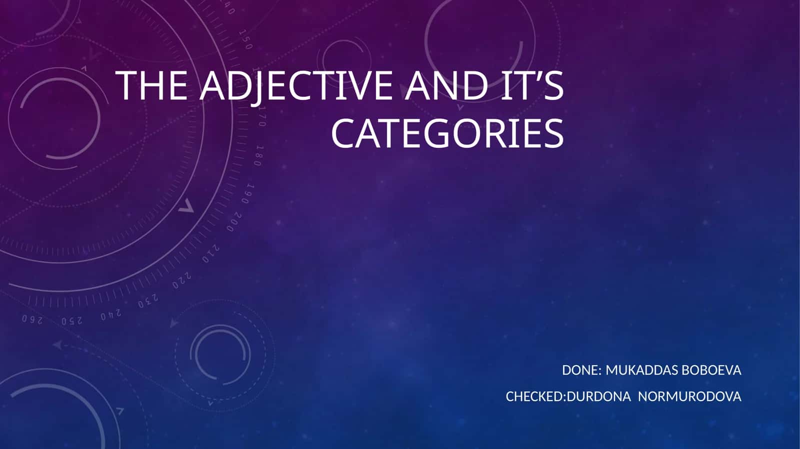 The adjective and its categories 1