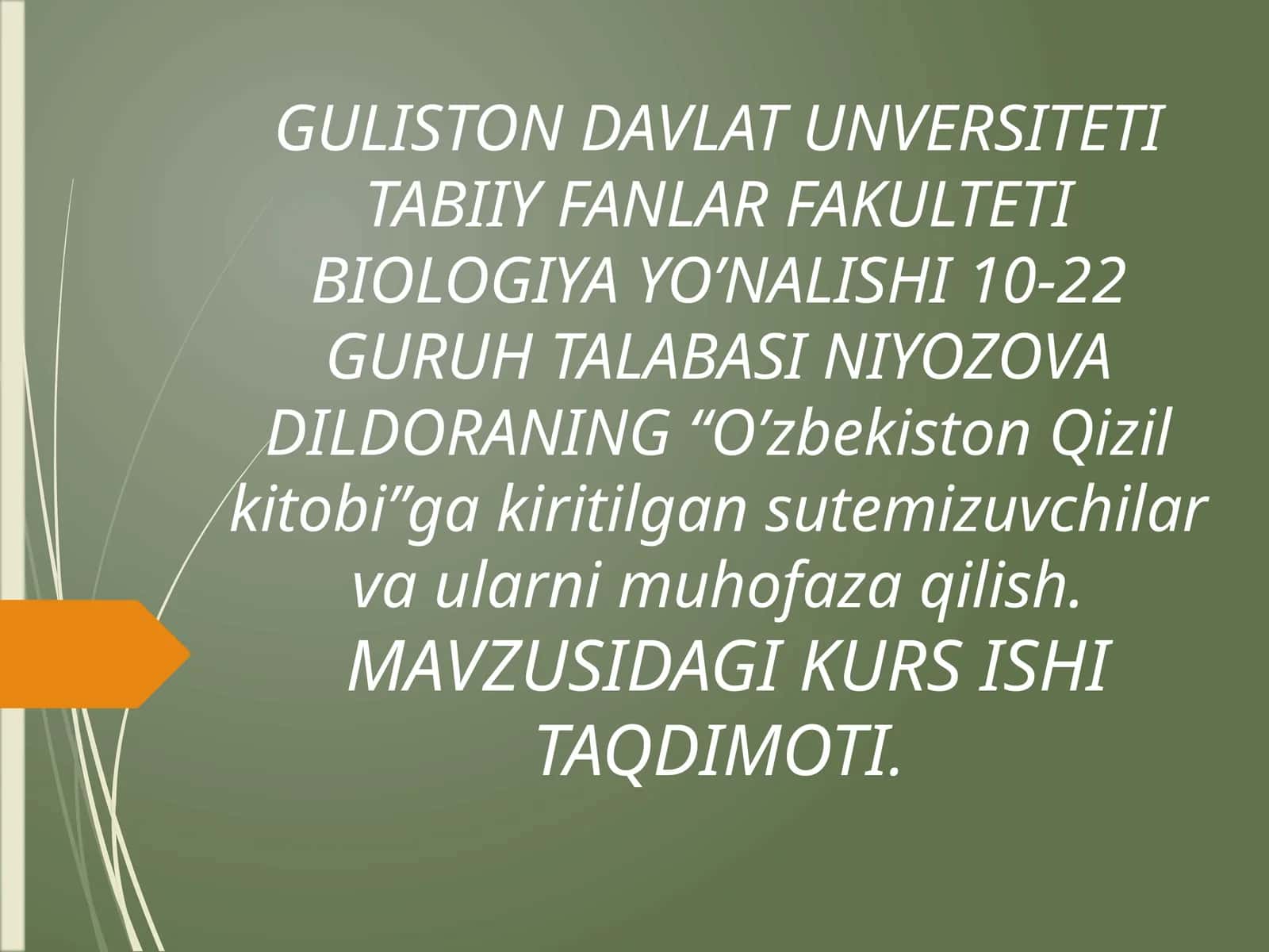 “O’zbekiston Qizil kitobi” ga kiritilgan sut emizuvchilar va ularni muhofaza qilish 1