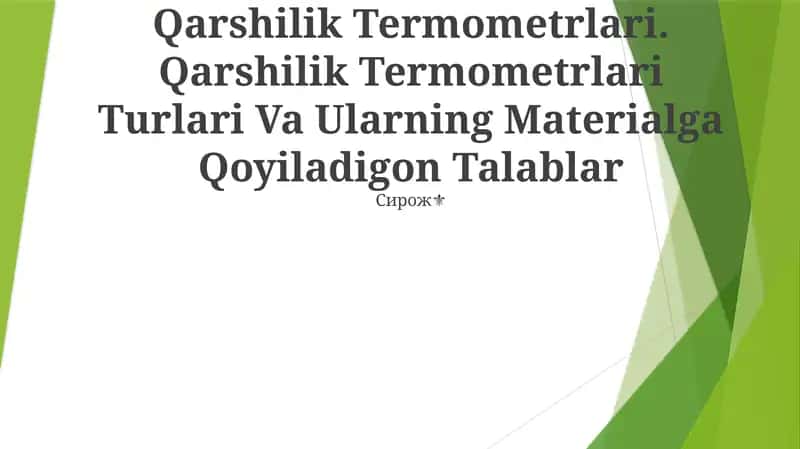 Qarshilik Termometrlari 1