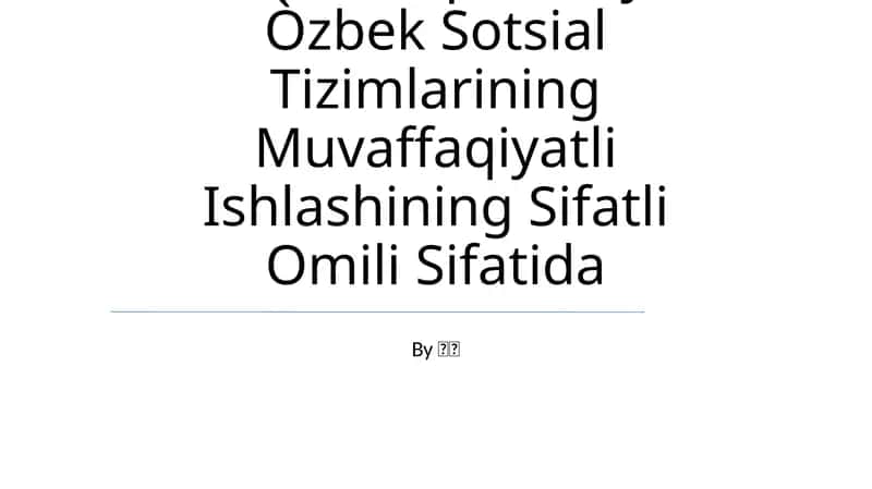 Hamfikirlik, Barqarorlik Va Kooperatsiya-Òzbek Sotsial Tizimlarining Muvaffaqiyatli Ishlashining Sifatli Omili Sifatida 1