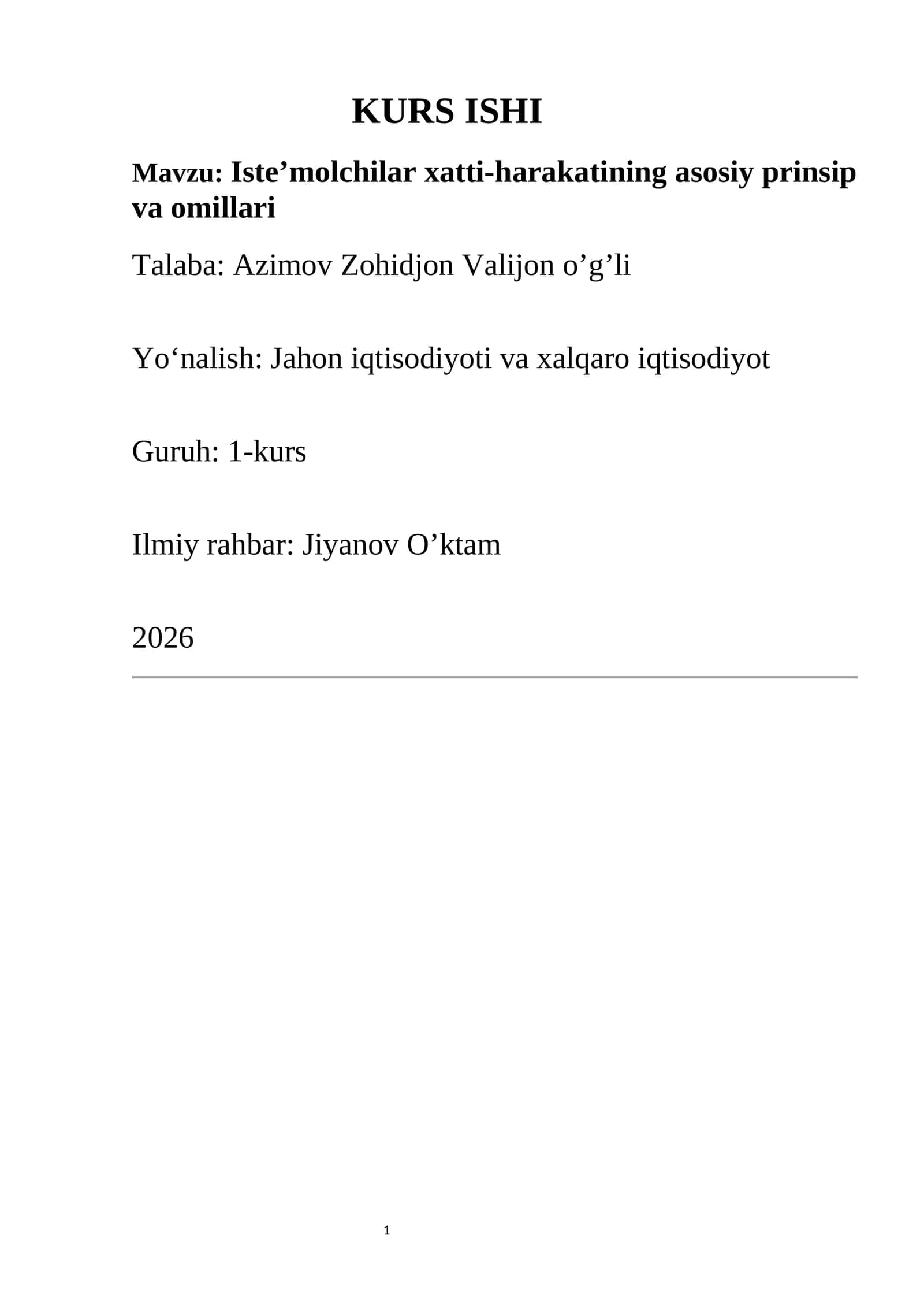 Iste’molchilar xatti-harakatining asosiy prinsip va omillari 1