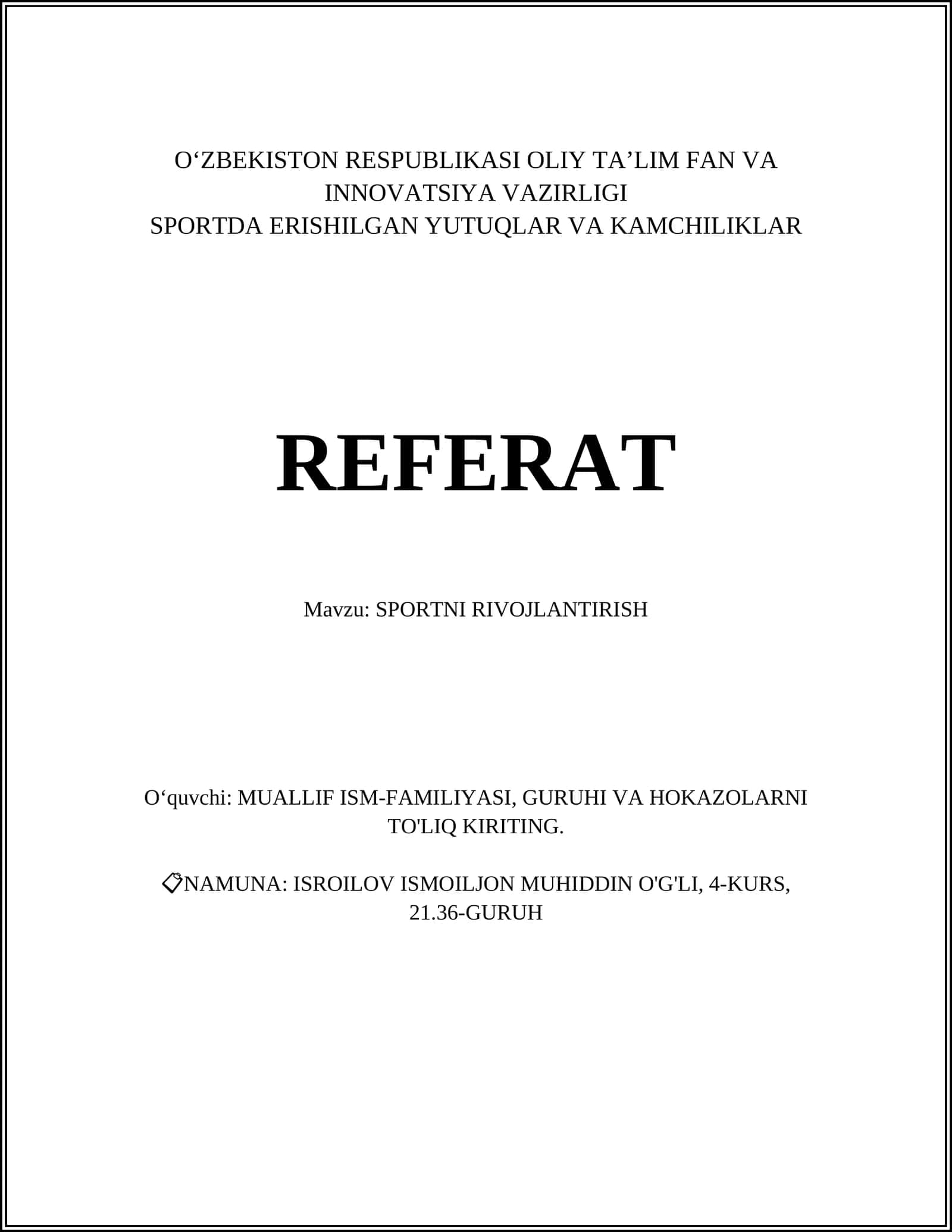 SPORTDA INNOVATSIYALAR 1