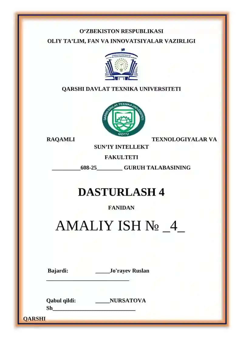 Funksiyalar. Nostandart funksiyalar. Foydalanuvchini 7 ng funksiyalari va ulardan foydalanish