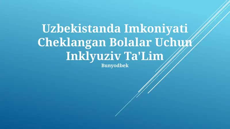 Inklyuziv Ta'lim O'quv Qitobnomasi 1