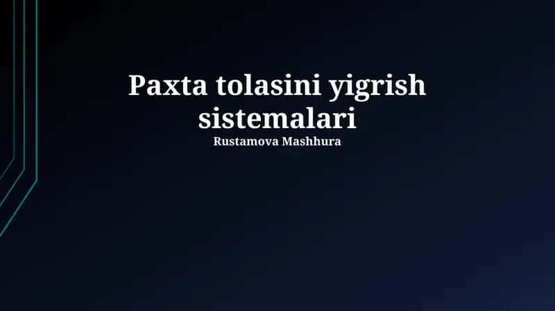Paxta tolasini yigrish sistemalari 1
