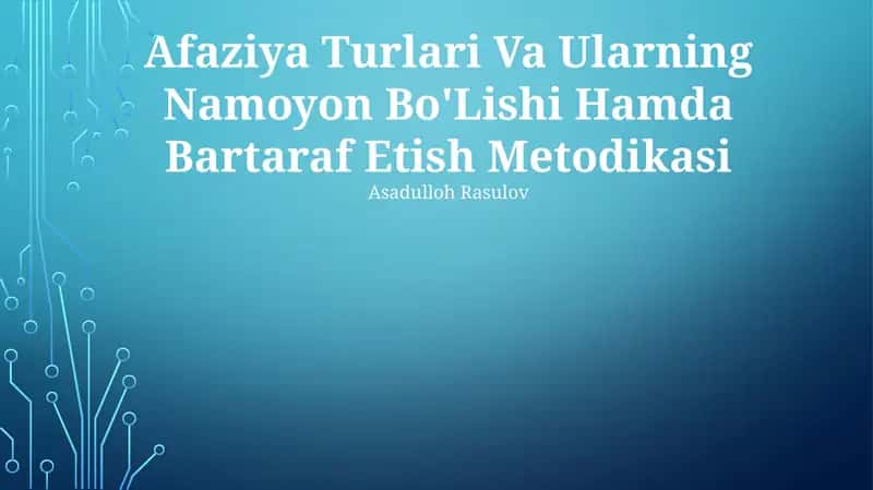 Afaziya Turlari Va Ularning Namoyon Bo'Lishi Hamda Bartaraf Etish Metodikasi 1
