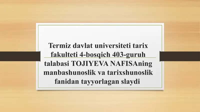 O'rta Osiyo Tarixi 1
