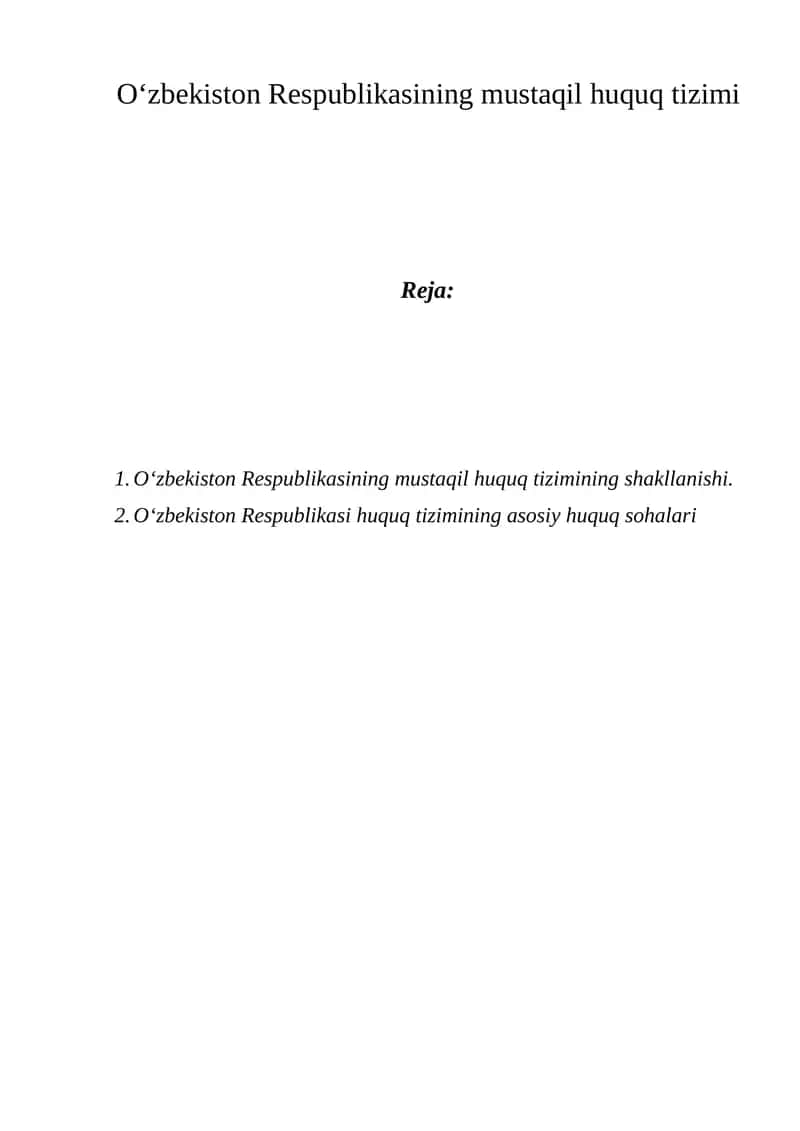 O‘zbekiston Respublikasining mustaqil huquq tizimi 1