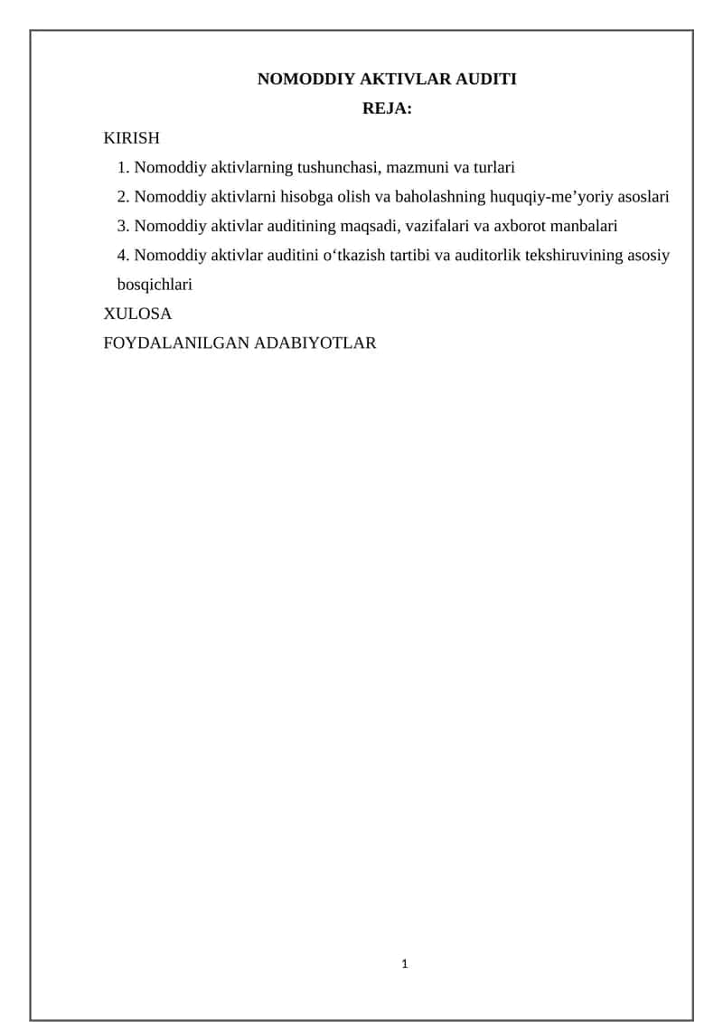 Nomoddiy aktivlar audit 1