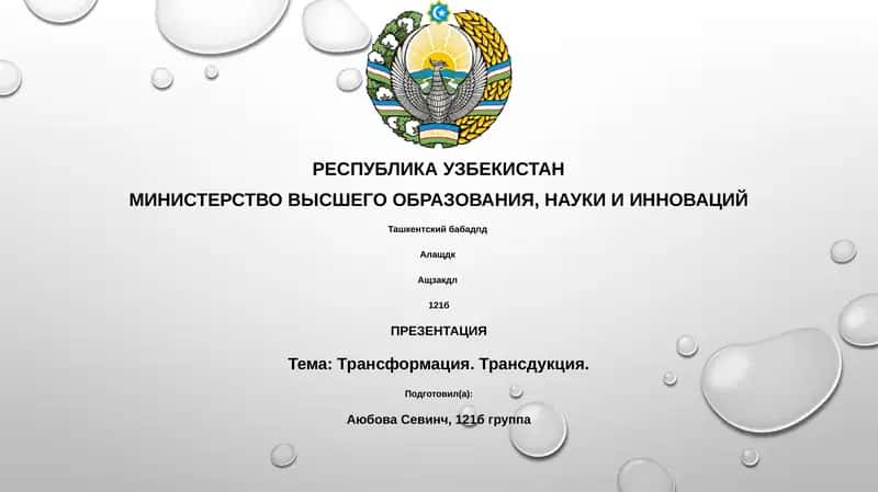 Трансформация. Трансдукция. 1