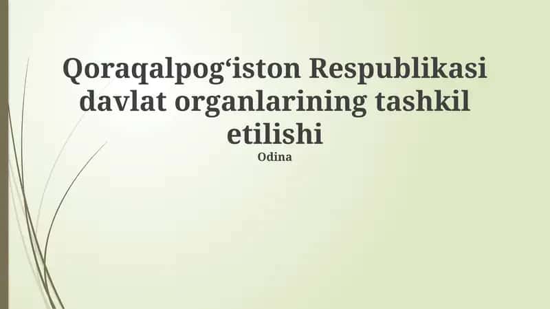 Qoraqalpog‘iston Respublikasi Davlat Organlarining Tashkil Topishi 1